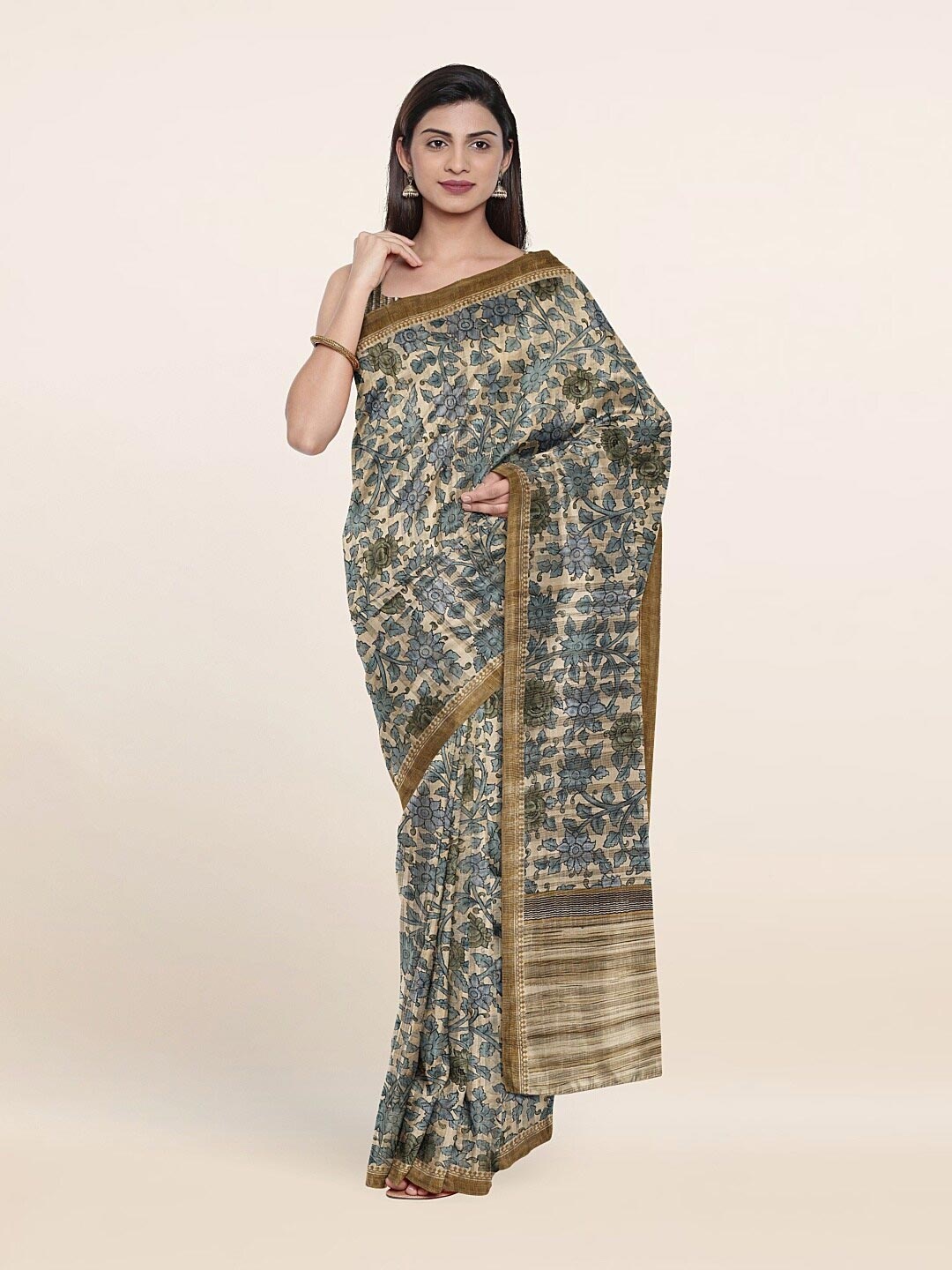 

Pothys Cream-Coloured Pure Linen Saree