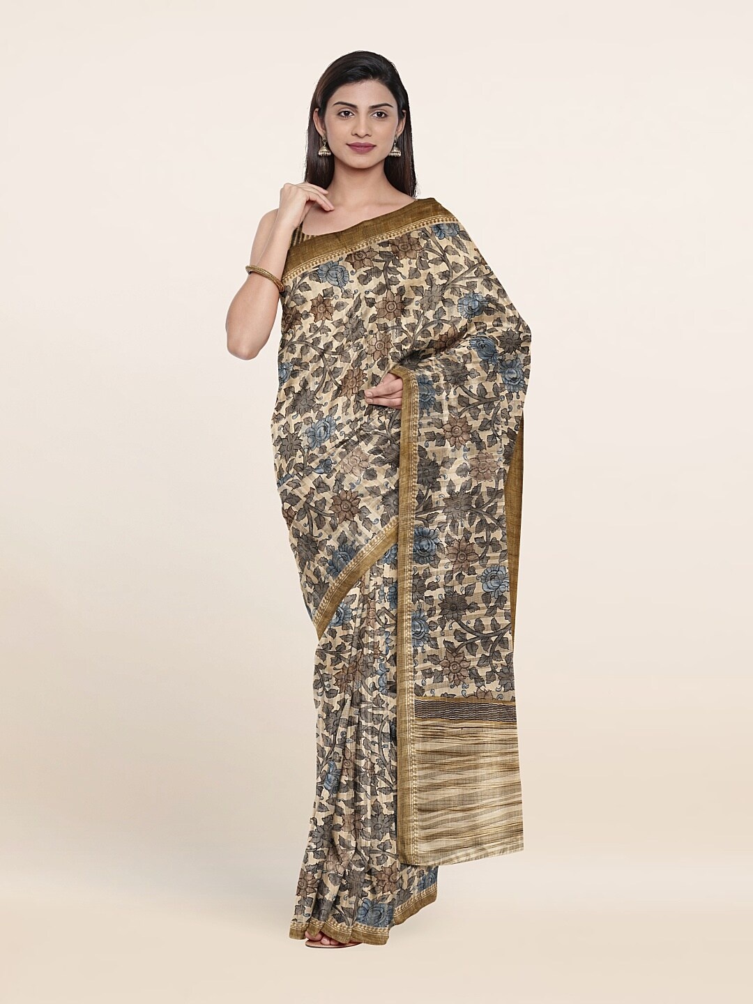 

Pothys Cream-Coloured Pure Linen Saree