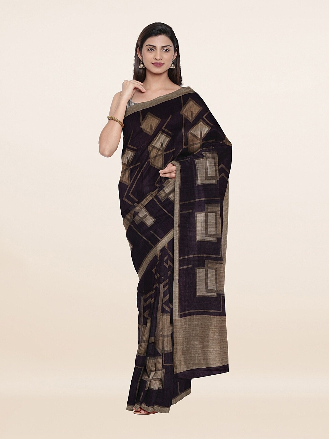 

Pothys Purple & Brown Art Silk Saree