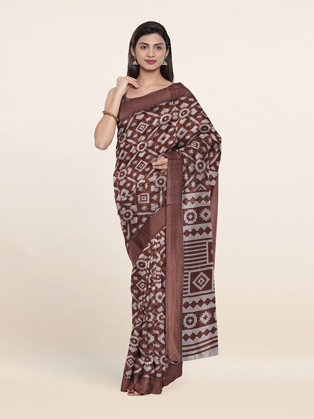 

Pothys Brown Pure Linen Saree