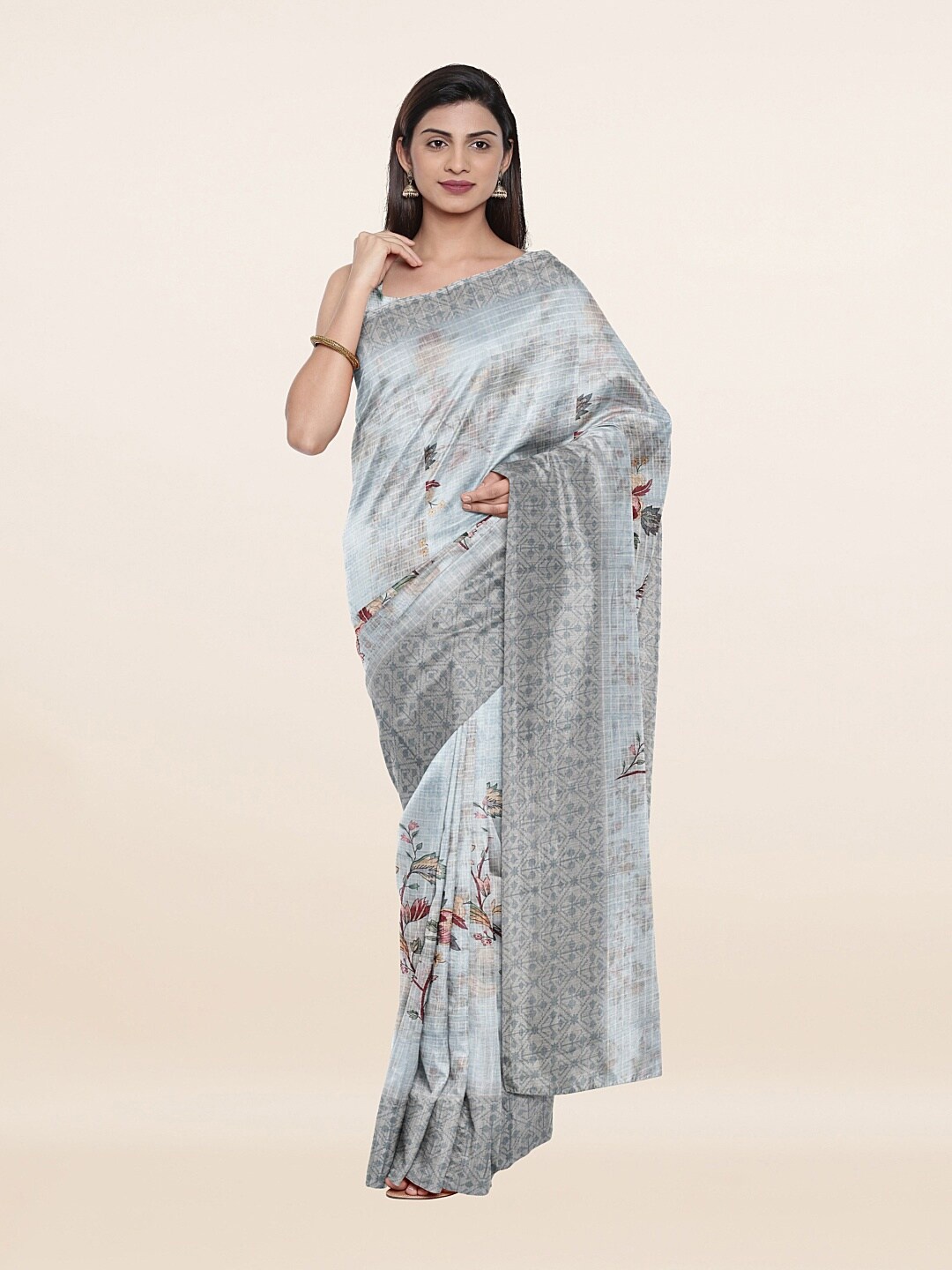 

Pothys Blue Pure Linen Saree