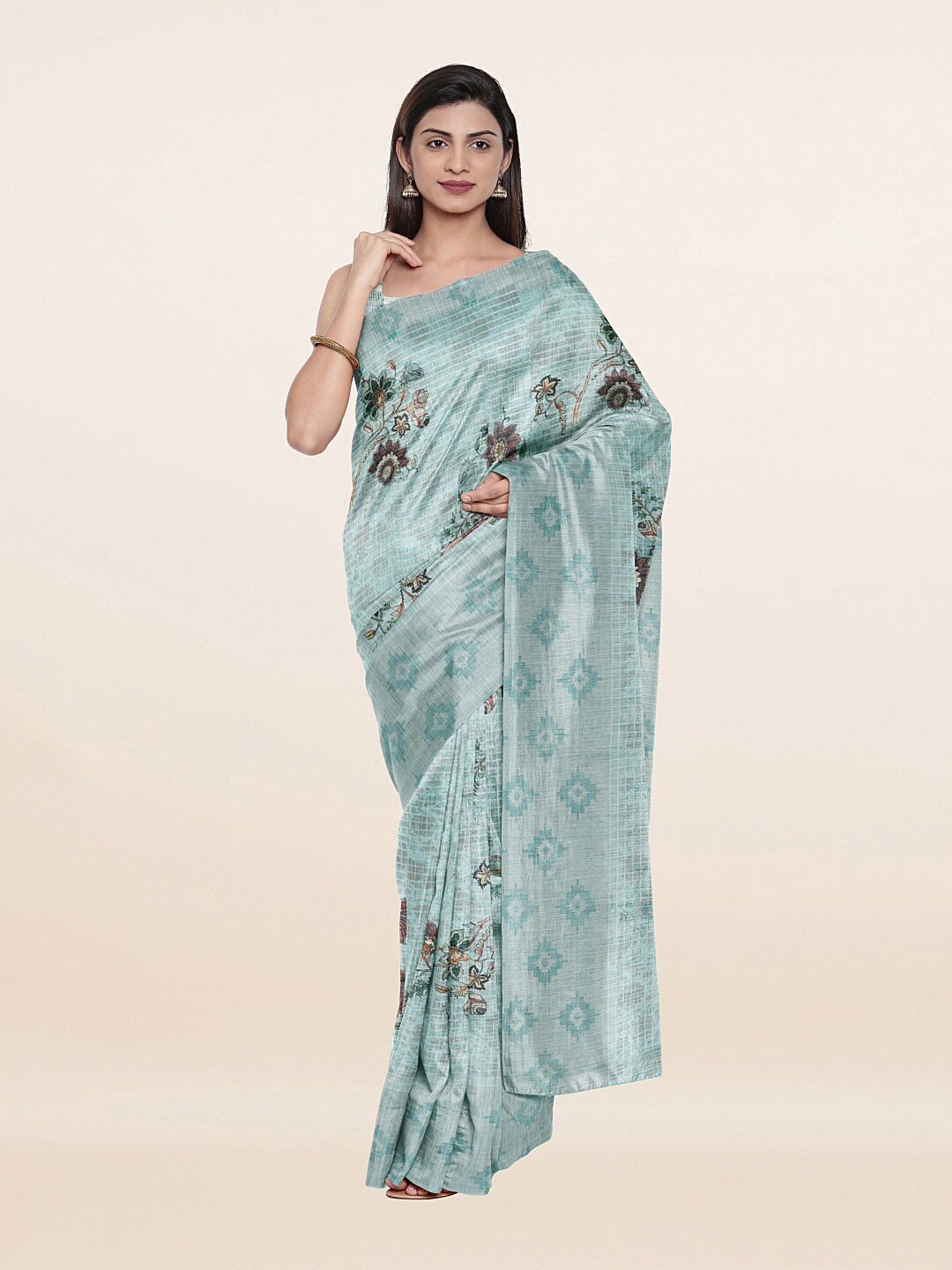 

Pothys Blue Pure Linen Saree