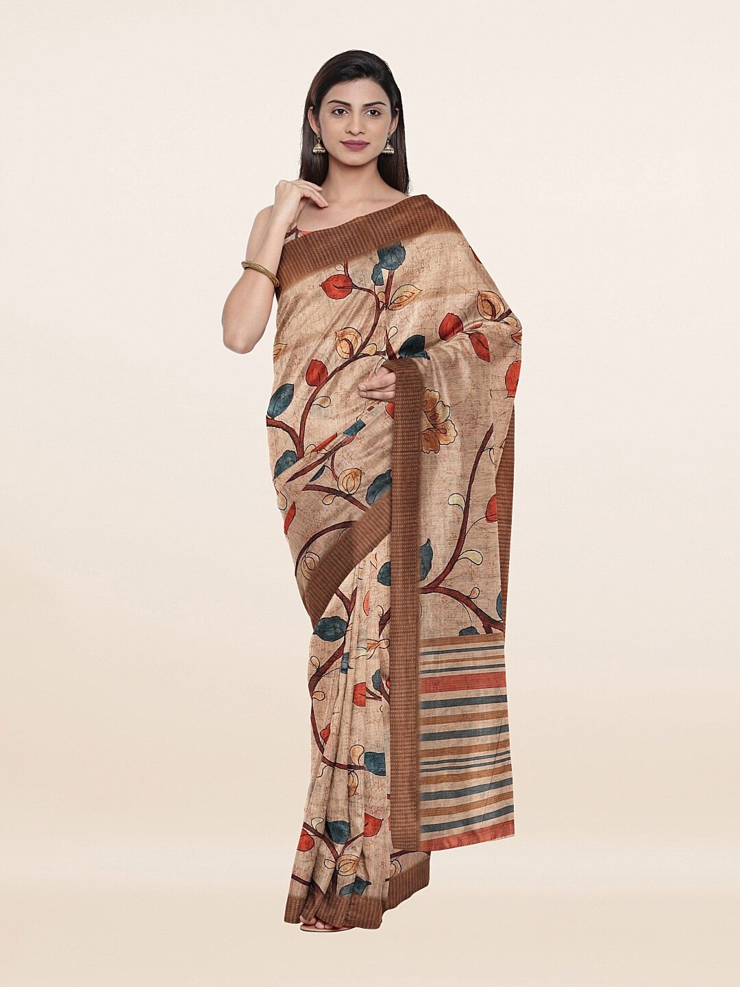 

Pothys Beige & Red Floral Art Silk Saree
