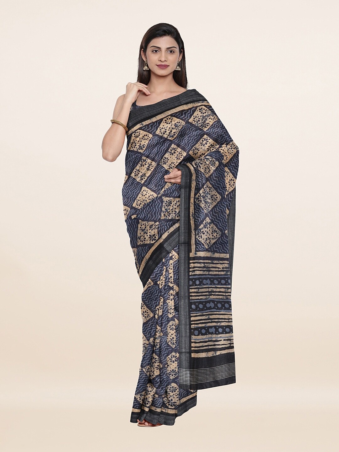 

Pothys Blue & Beige Art Silk Saree