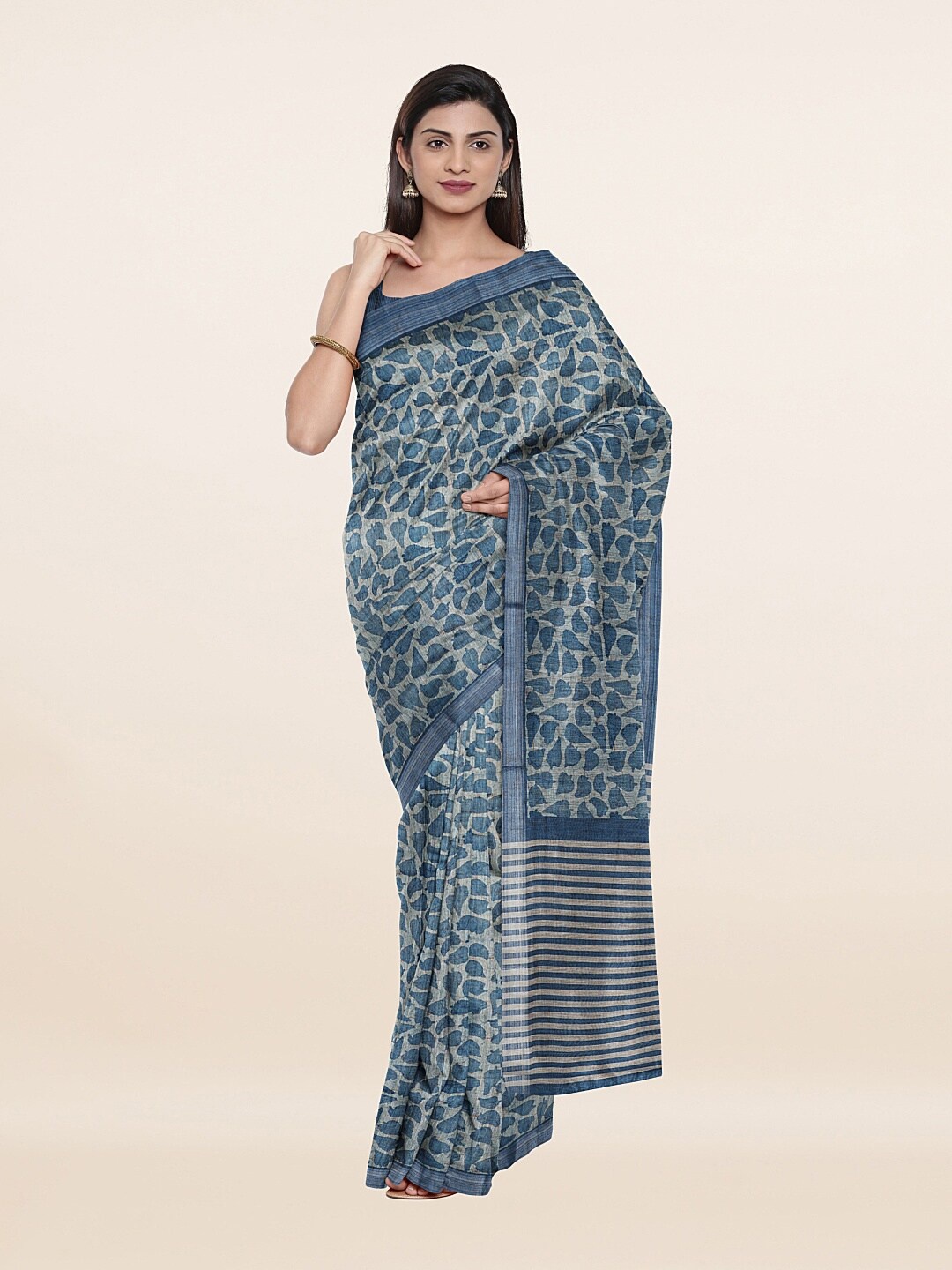 

Pothys Blue Floral Zari Art Silk Saree