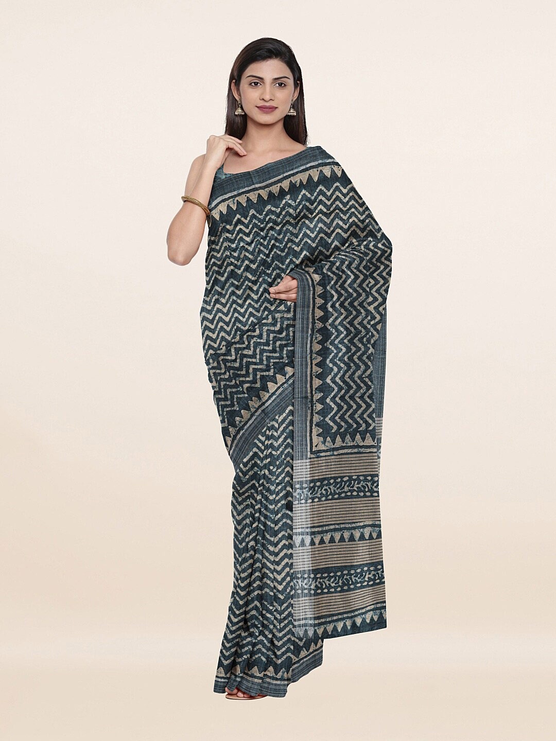 

Pothys Blue & Beige Zari Art Silk Saree