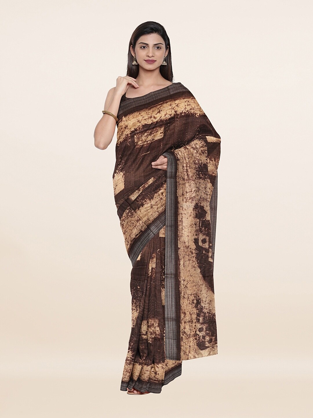 

Pothys Brown & Beige Zari Art Silk Saree