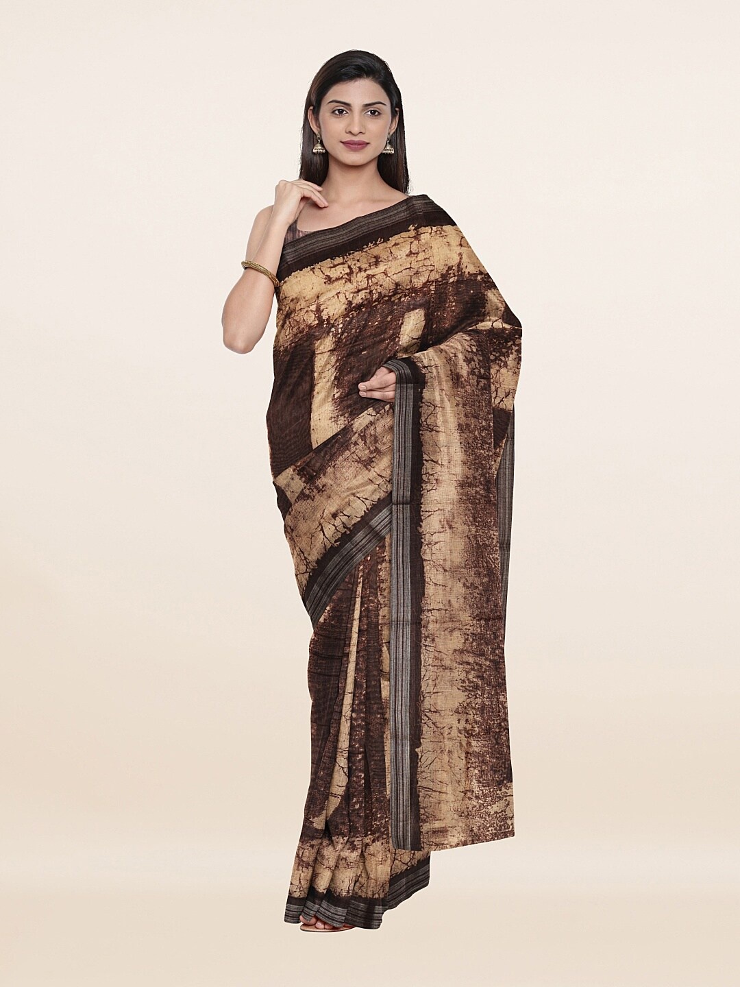 

Pothys Brown & Beige Batik Zari Art Silk Saree