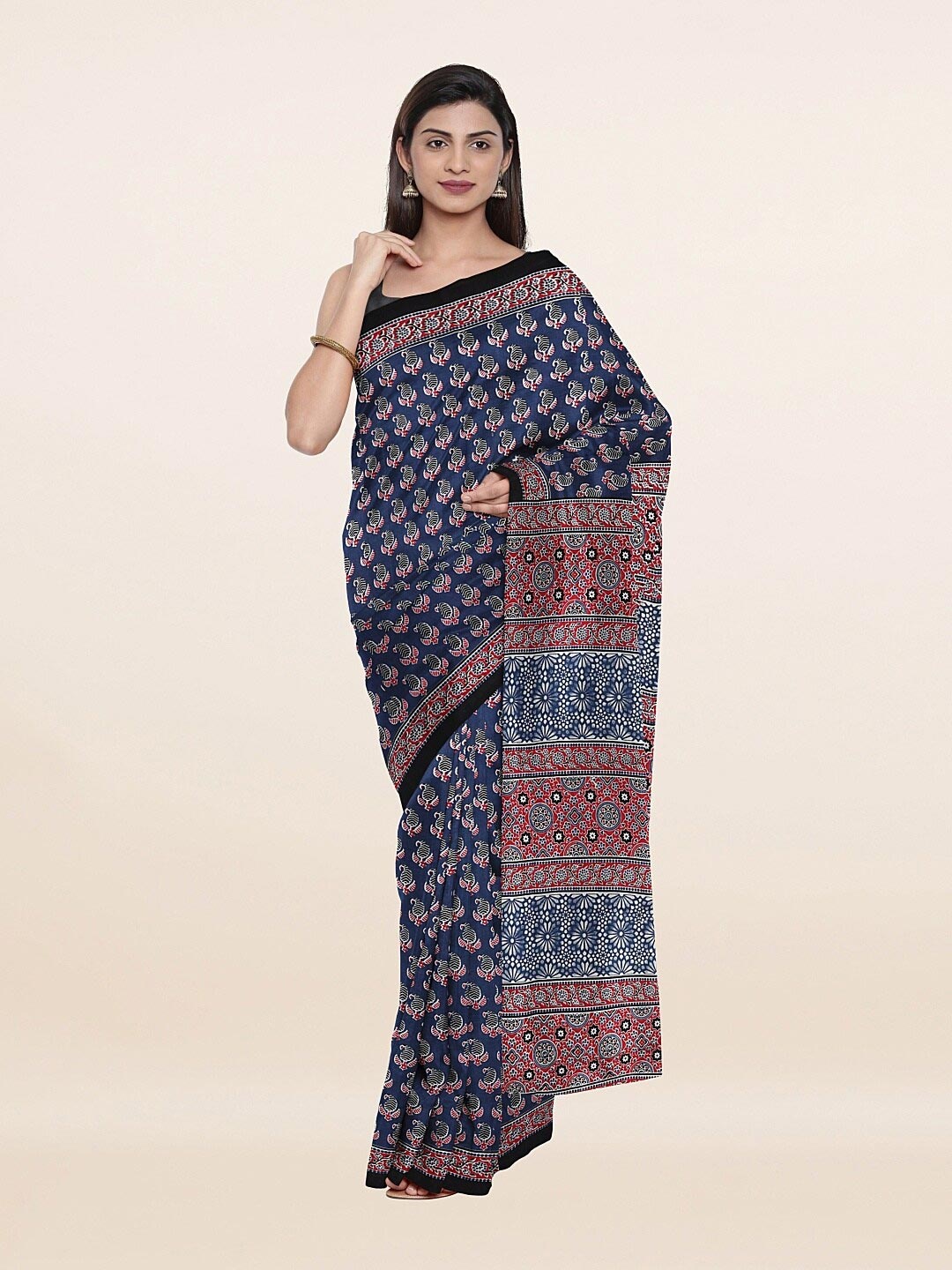 

Pothys Blue & Red Ethnic Motifs Pure Cotton Saree