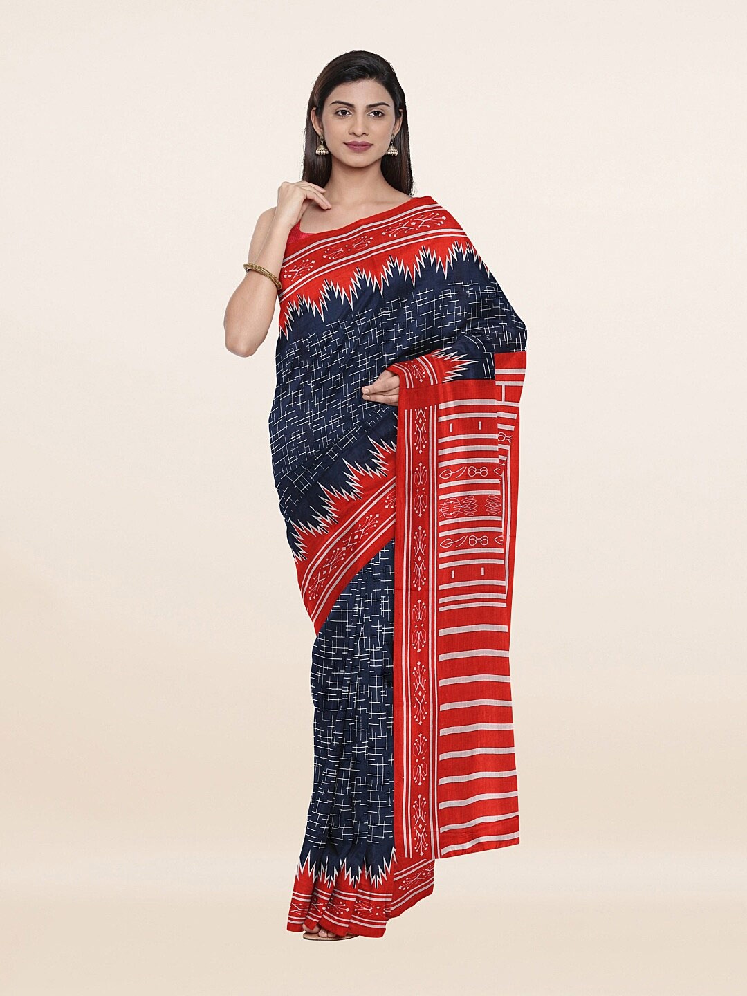 

Pothys Blue & Red Pure Cotton Saree