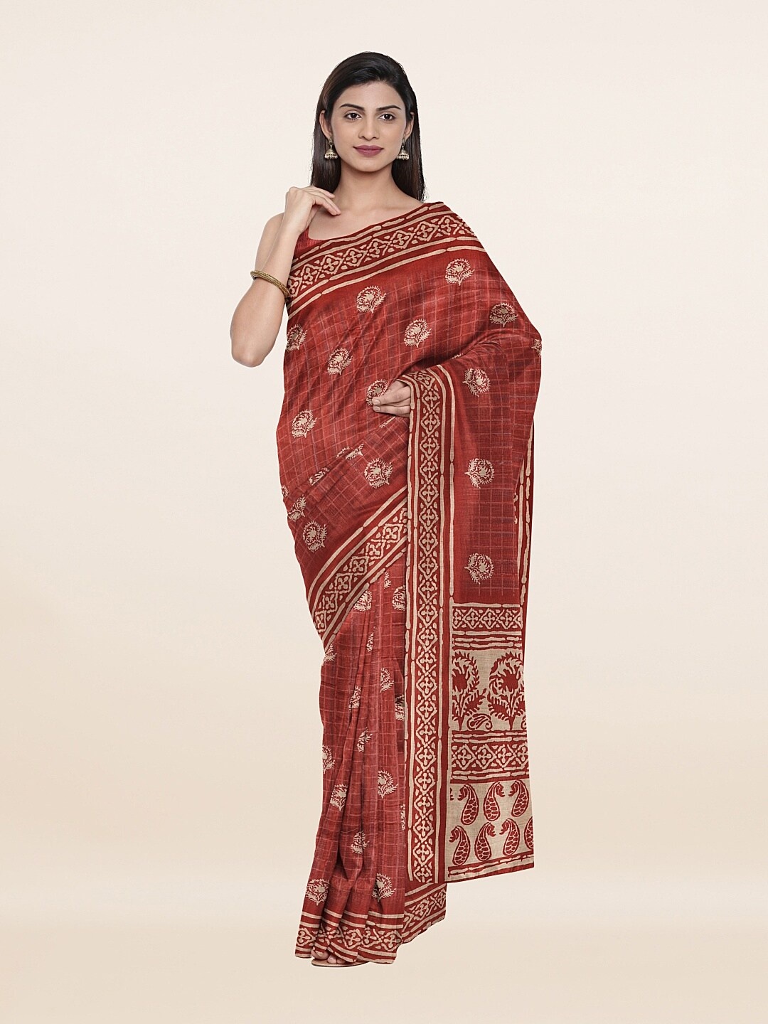 

Pothys Rust Paisley Zari Art Silk Saree