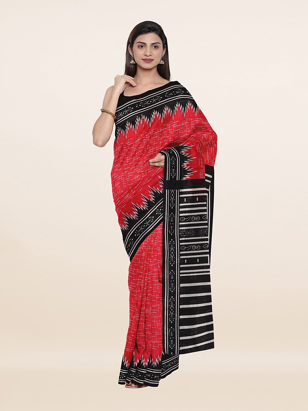 

Pothys Red & Black Pure Cotton Saree
