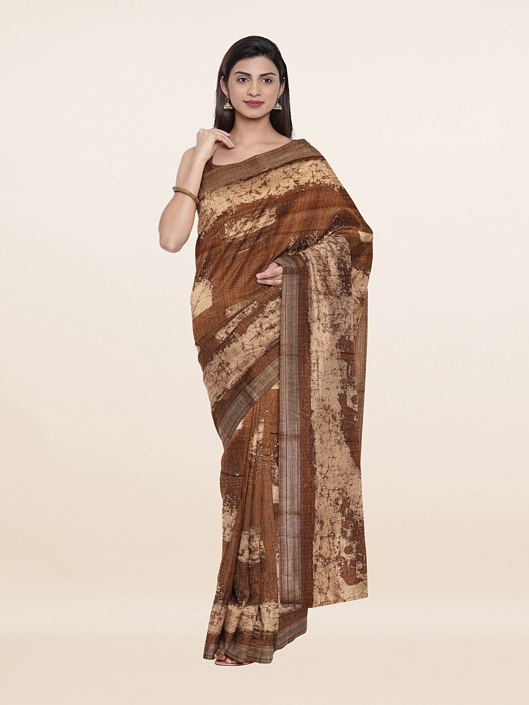 

Pothys Brown & Beige Zari Art Silk Saree