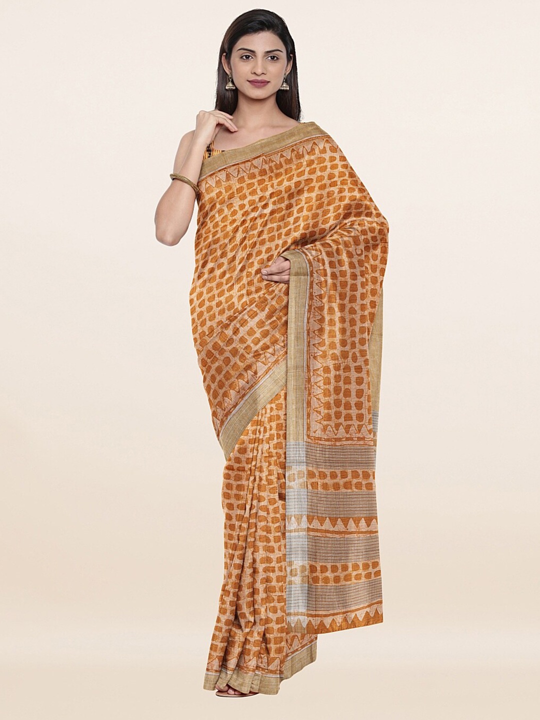 

Pothys Mustard & Grey Art Silk Saree