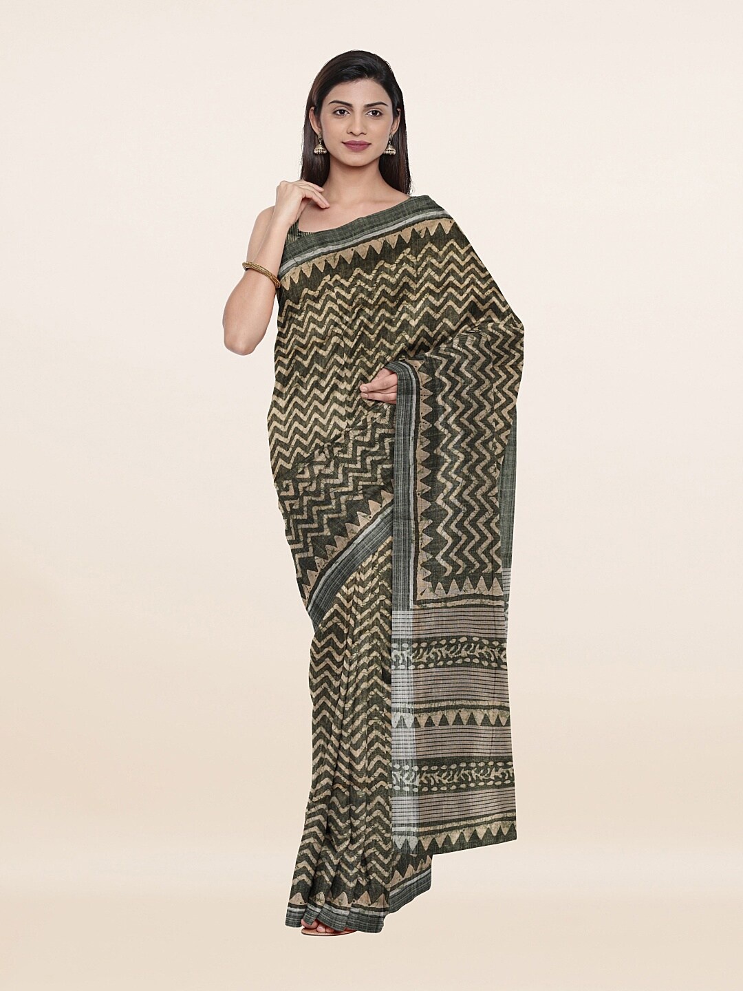 

Pothys Green & White Zari Art Silk Saree