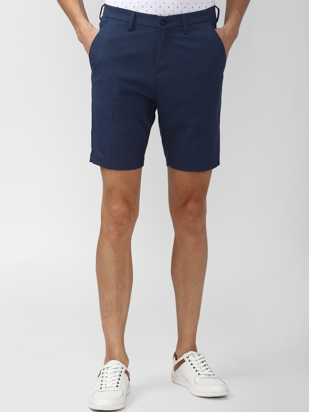 

Peter England Men Navy Blue Slim Fit Shorts