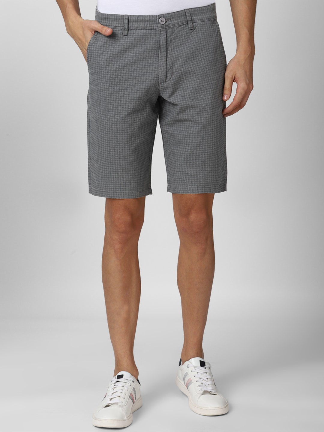 

Van Heusen ACADEMY Men Grey Solid Shorts