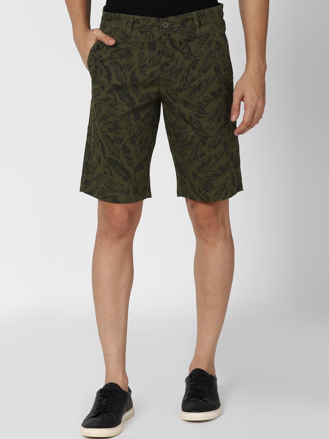 

Van Heusen ACADEMY Men Olive Green Printed Shorts