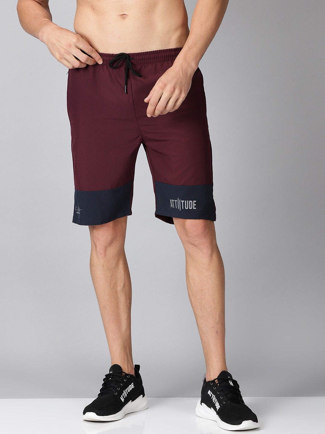 

ATTIITUDE Men Maroon Low-Rise Sports Shorts