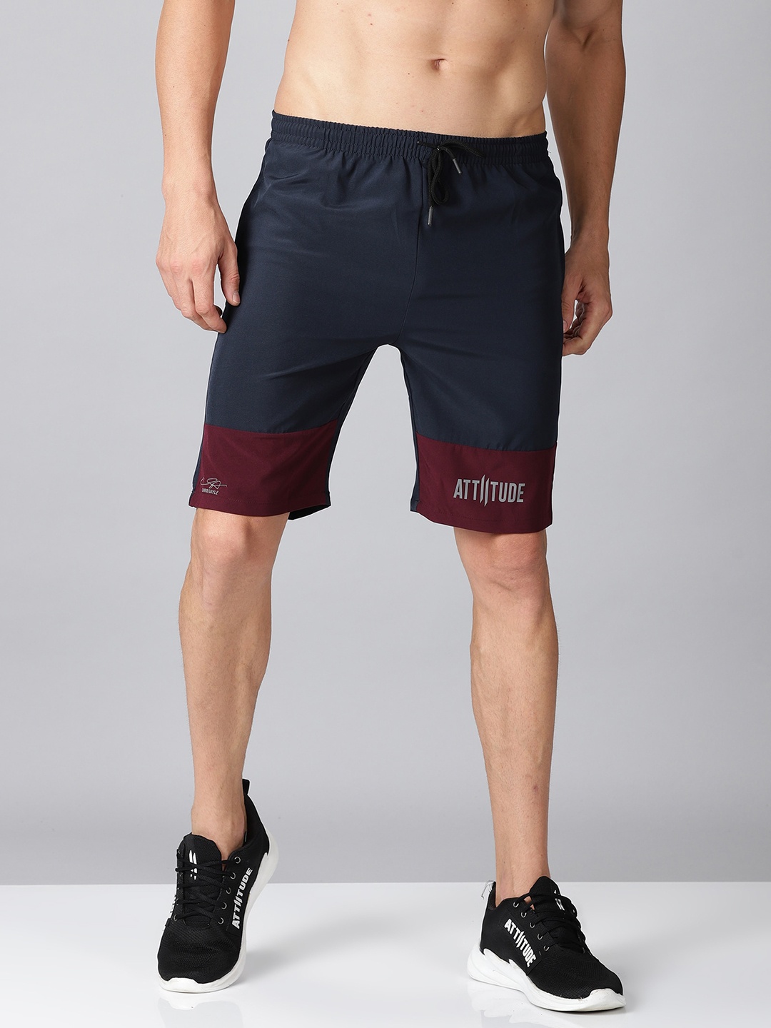 

ATTIITUDE Men Navy Blue Low-Rise Sports Shorts