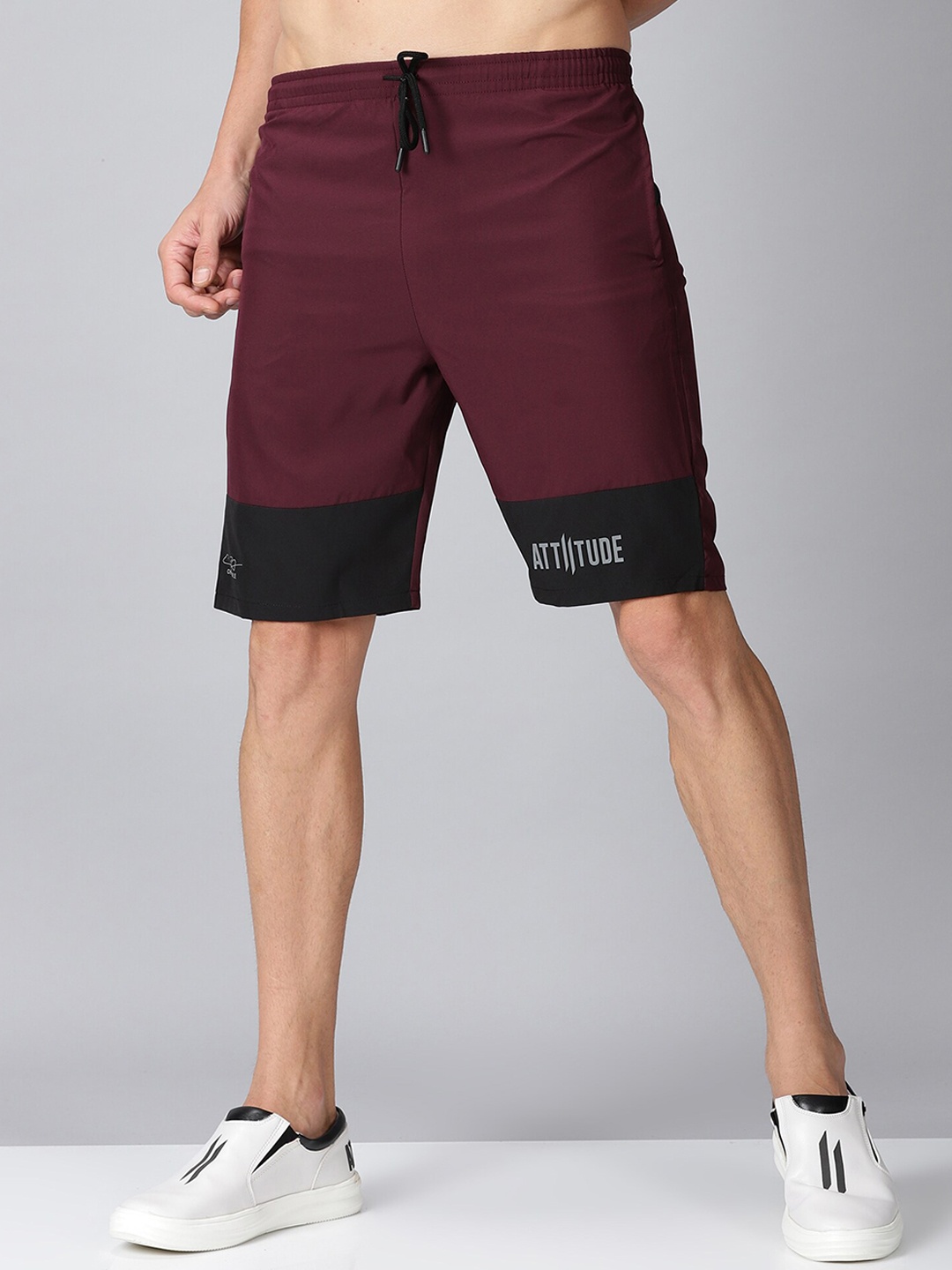 

ATTIITUDE Men Maroon Low-Rise Sports Shorts