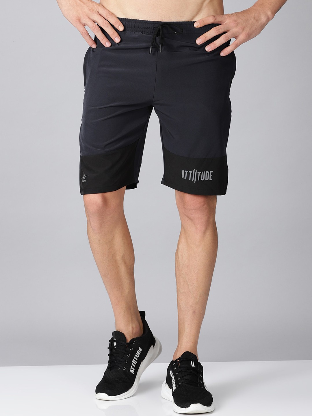 

ATTIITUDE Men Charcoal Low-Rise Sports Shorts