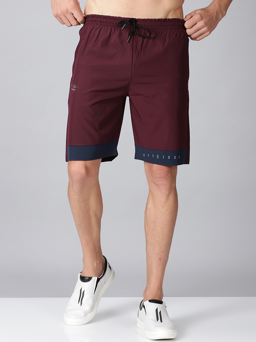 

ATTIITUDE Men Maroon Printed Low-Rise Sports Shorts