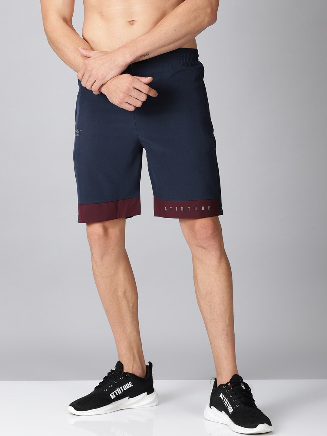 

ATTIITUDE Men Navy Blue Low-Rise Rapid Dry Sports Shorts