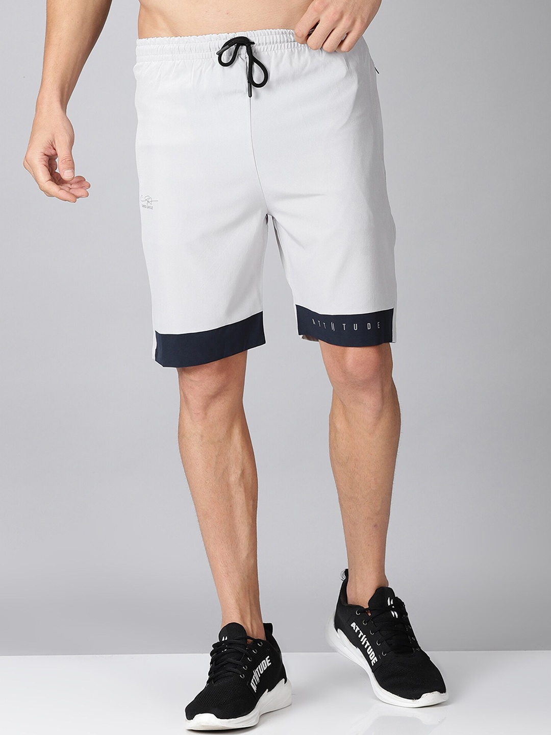 

ATTIITUDE Men Grey Low-Rise Sports Shorts