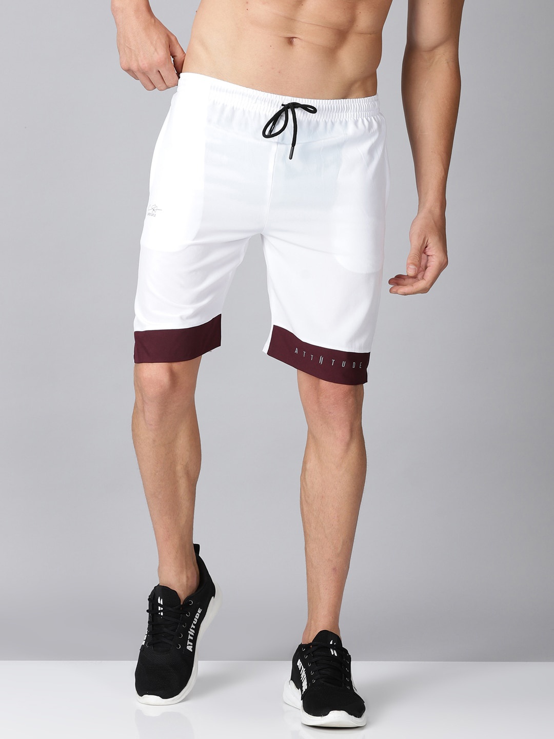 

ATTIITUDE Men White Low-Rise Sports Shorts