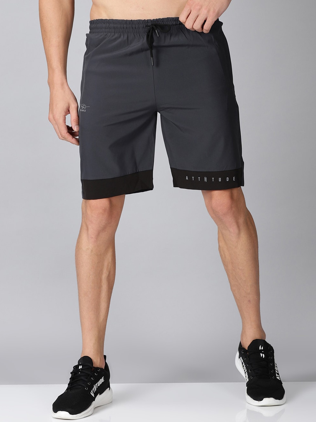

ATTIITUDE Men Charcoal Low-Rise Sports Shorts