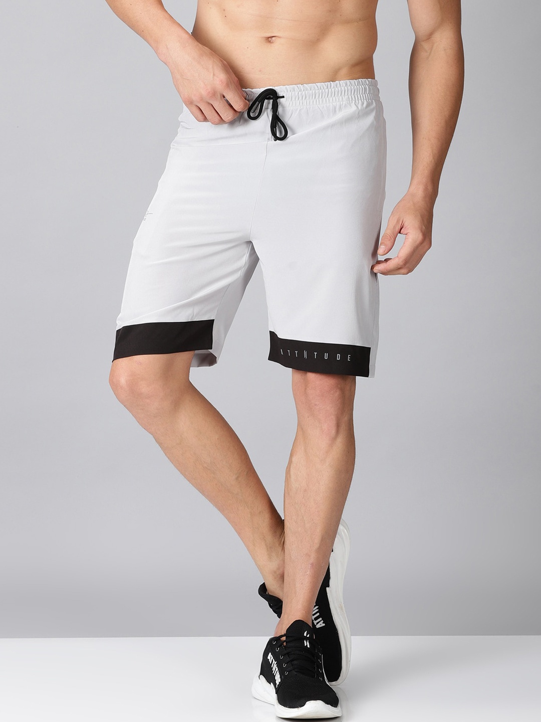 

ATTIITUDE Men Grey Low-Rise Sports Shorts