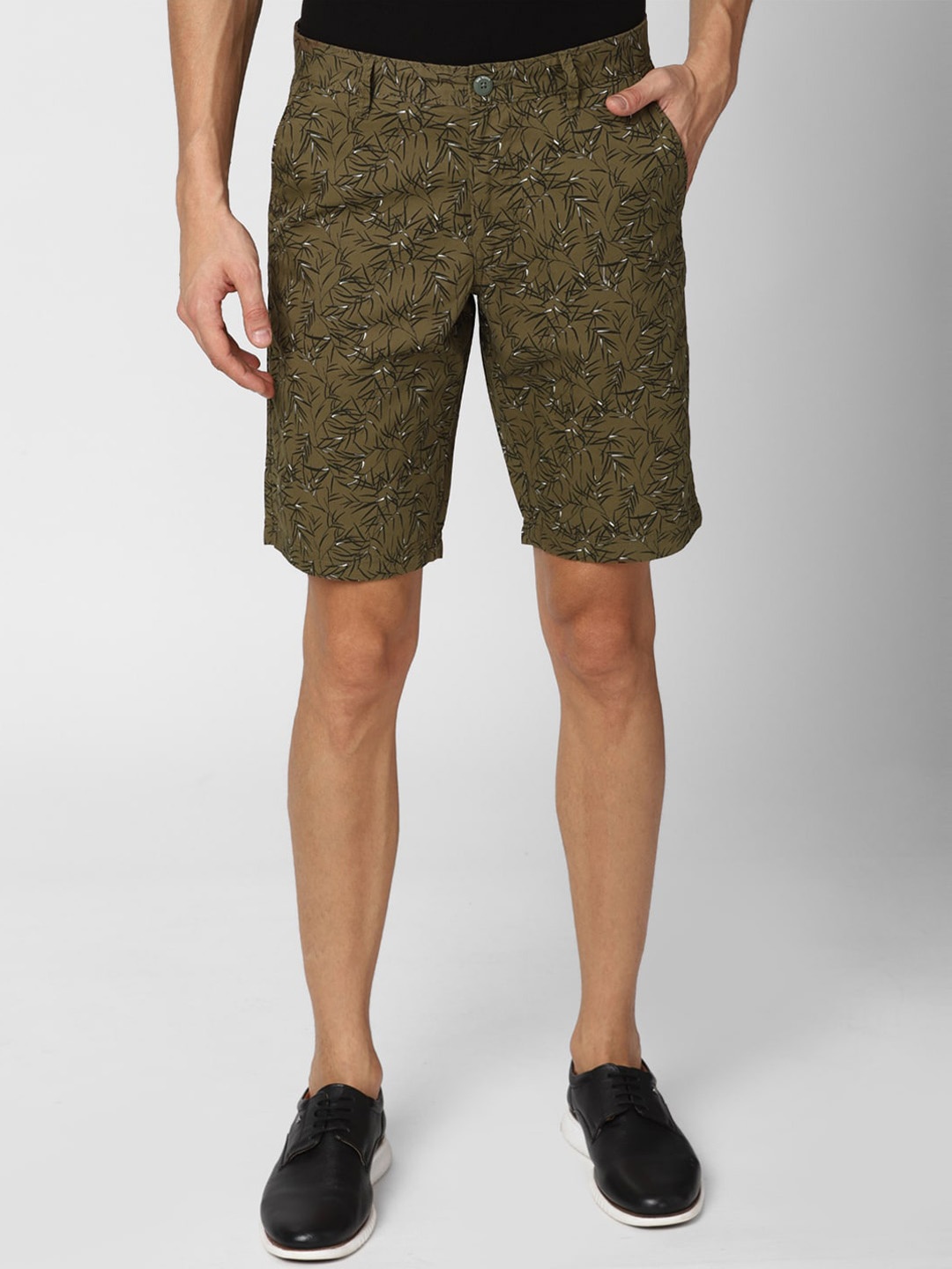 

Van Heusen Sport Men Olive Green Printed Chino Shorts