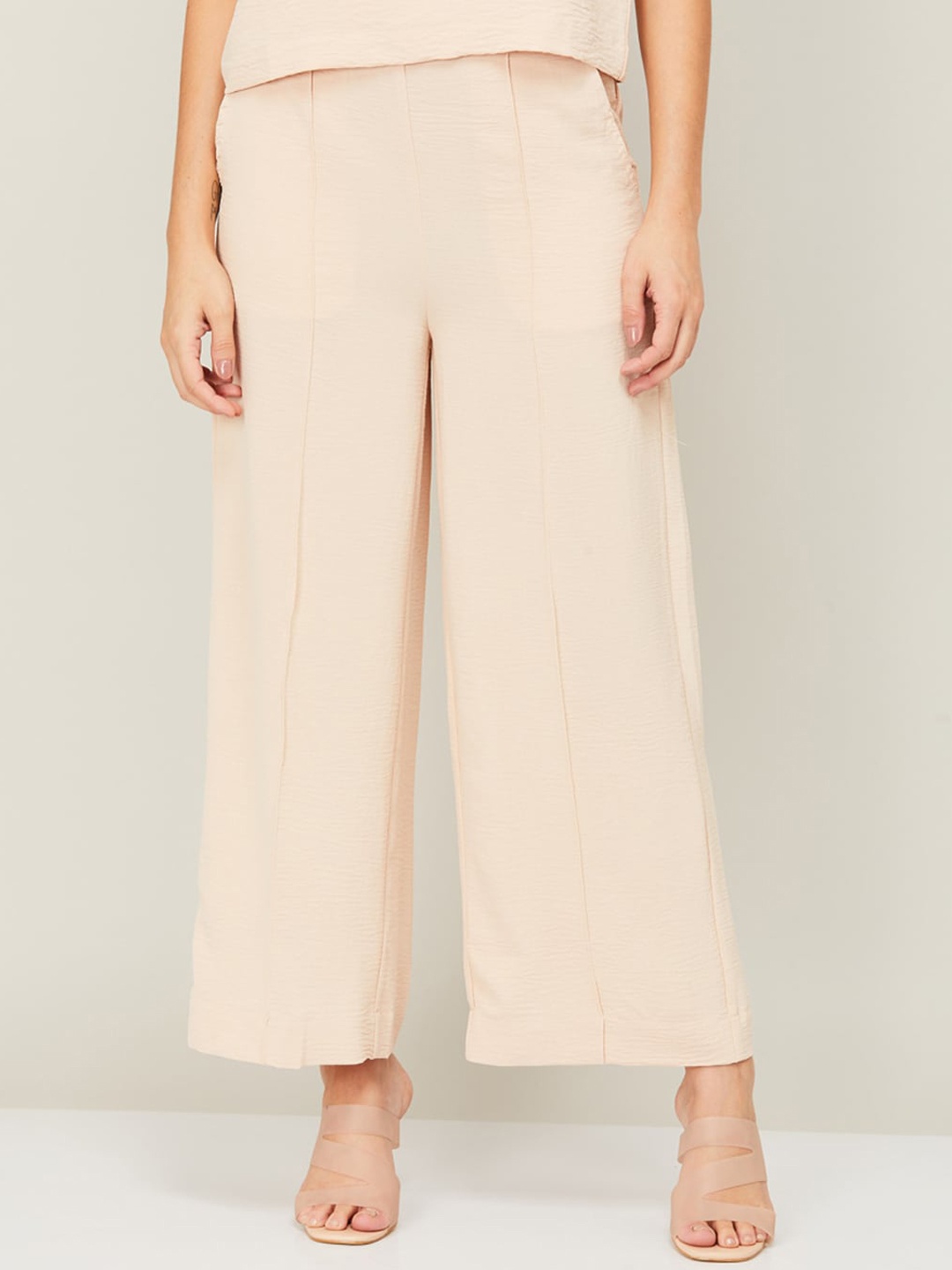 

CODE by Lifestyle Women Peach-Coloured Pleated Trousers