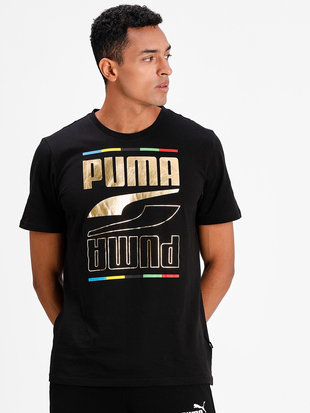 

Puma Men Black Printed Cotton T-shirts