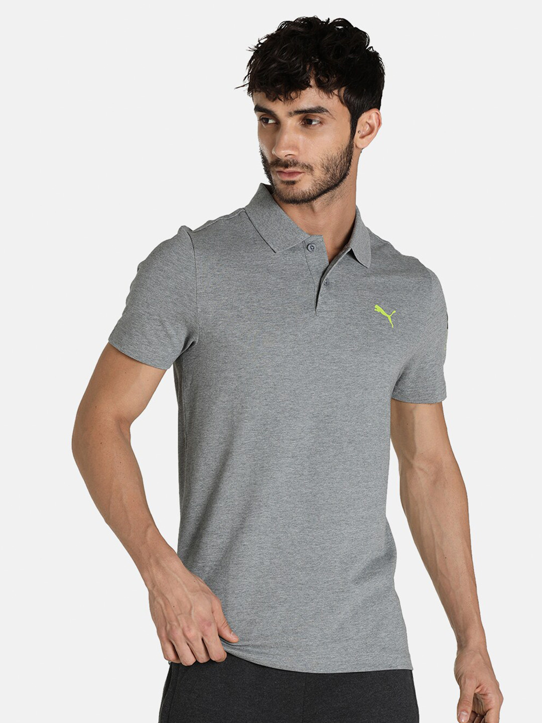 

Puma Men Grey Solid Cotton Slim-Fit T-Shirt