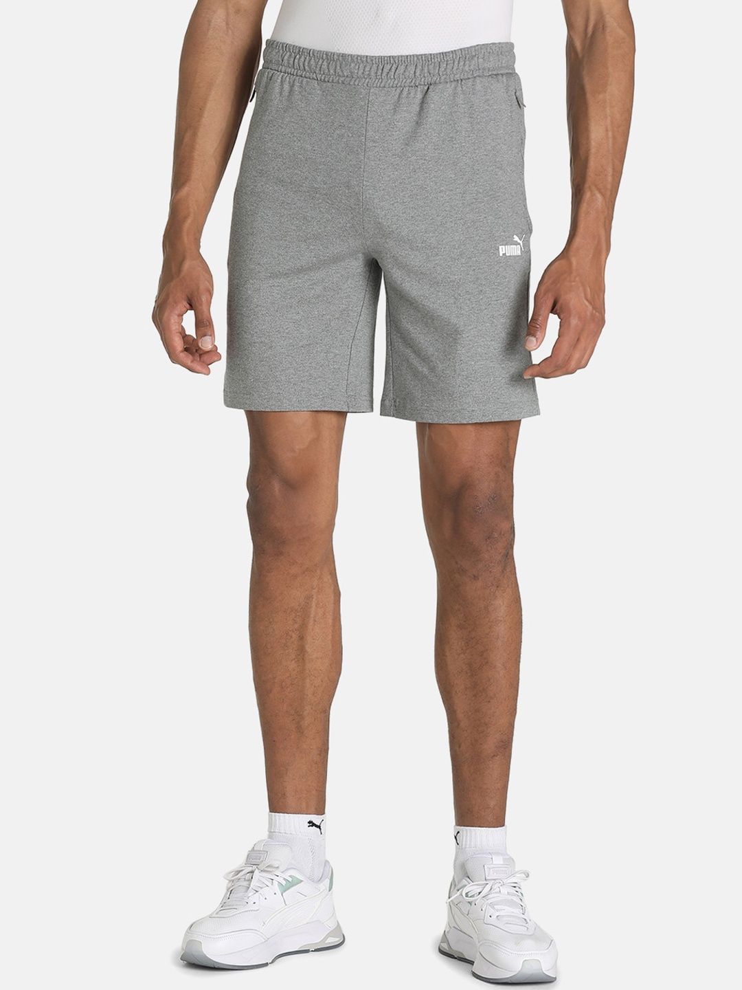 

Puma Men Grey Solid Jersey Shorts