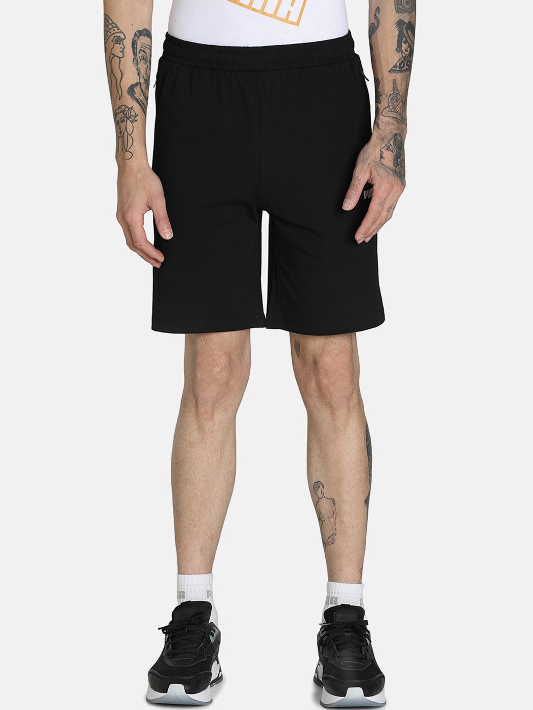 

Puma Men Black Solid Cotton Slim-Fit Shorts