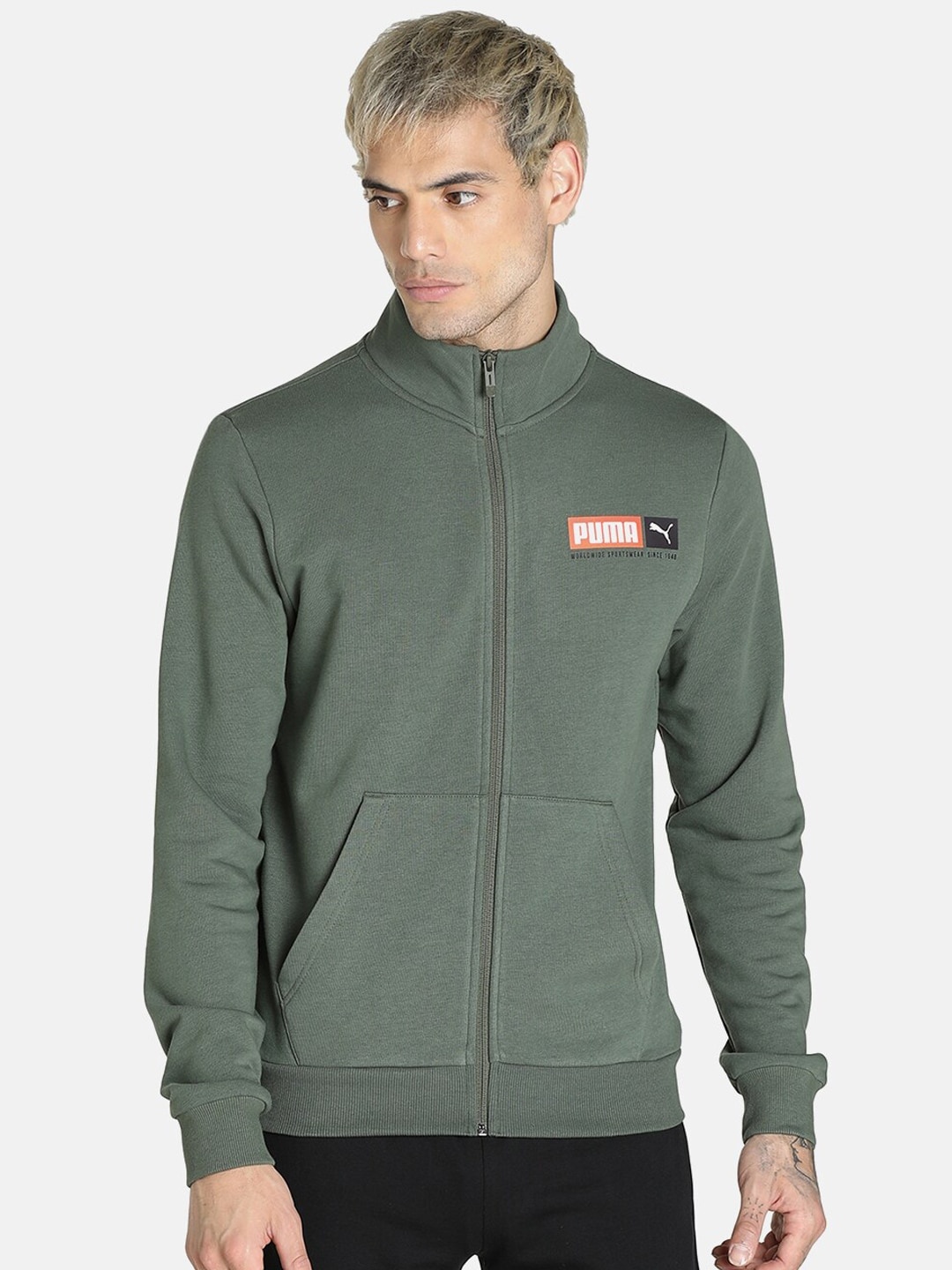 

Puma Men Green Solid Cotton Sporty Jackets