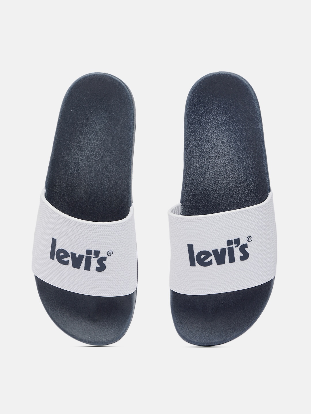 

Levis Men White & Navy Blue Printed Sliders