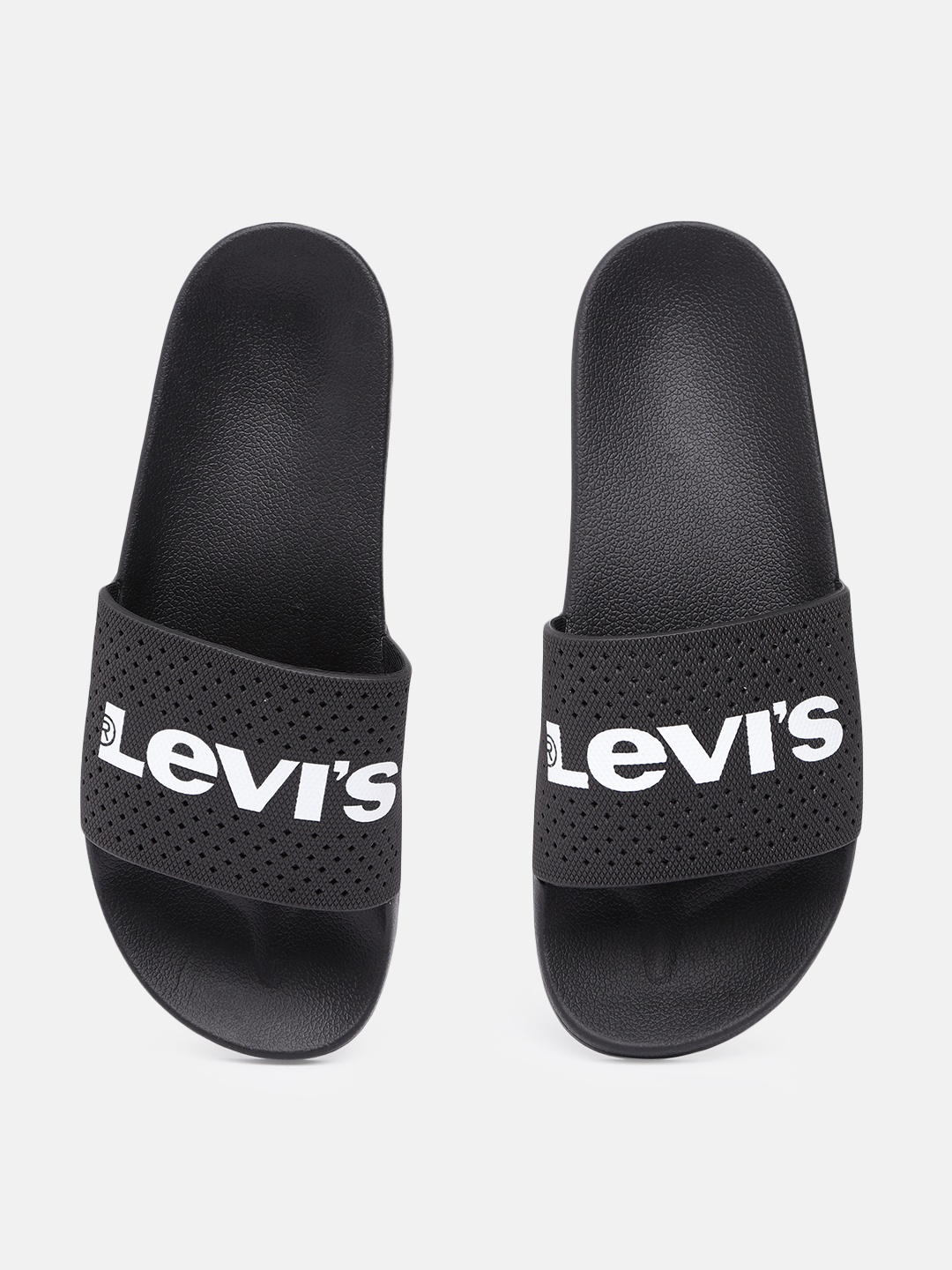 

Levis Men Black June Perforations Brand Logo Printed Sliders