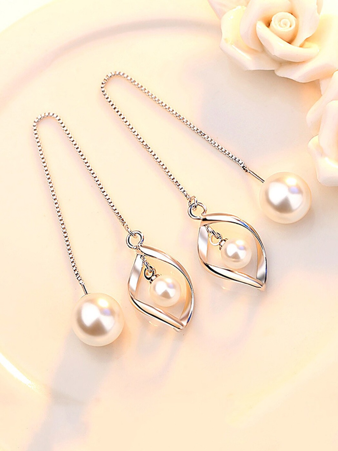

Unwind by Yellow Chimes Silver-Toned Contemporary Drop Earrings
