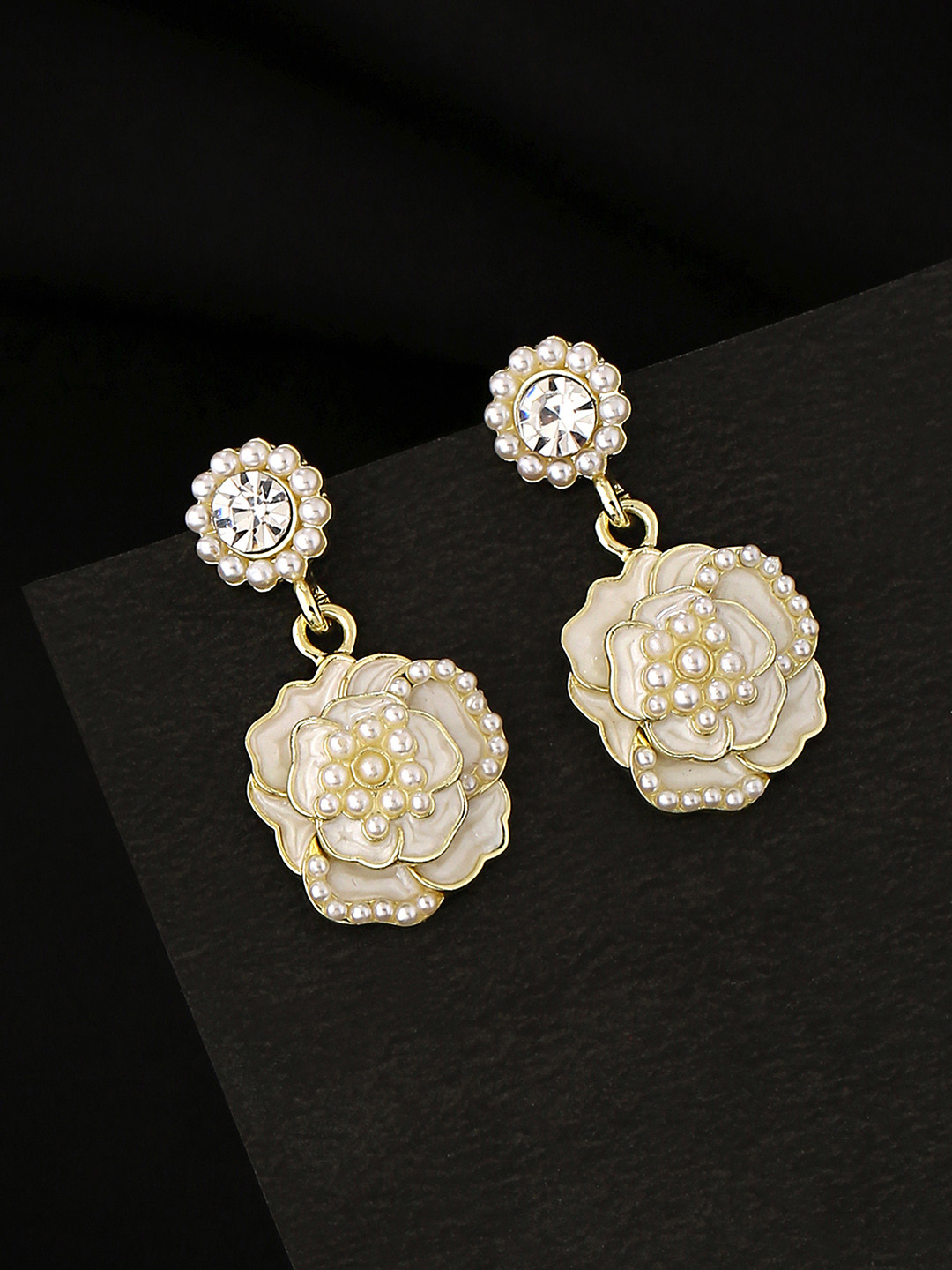 

Unwind by Yellow Chimes White Contemporary Drop Earrings