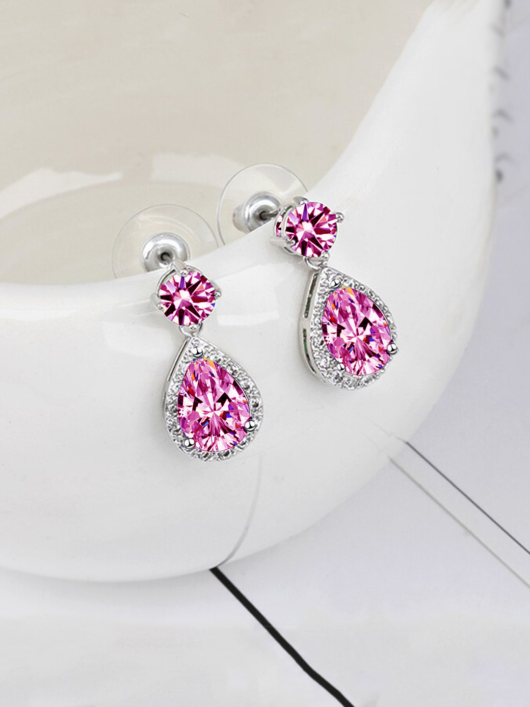 

Unwind by Yellow Chimes Pink Contemporary Drop Earrings