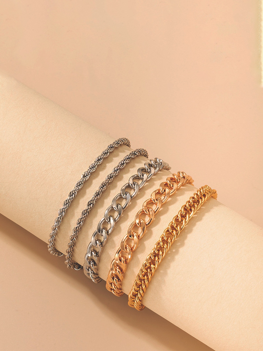 

Unwind by Yellow Chimes Women Set of 5 Silver & Gold-Toned Bracelet