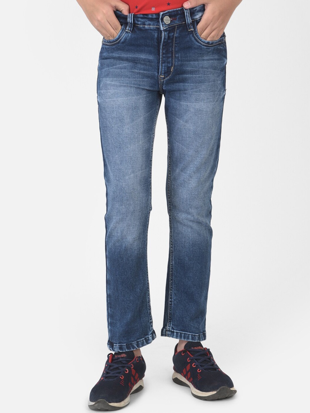 

Crimsoune Club Boys Blue Solid Light Fade Jeans