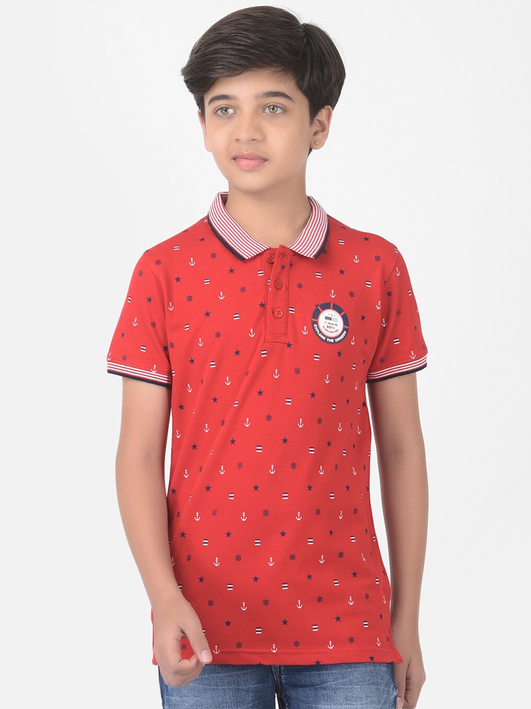 

Crimsoune Club Boys Red Printed Polo T-shirt