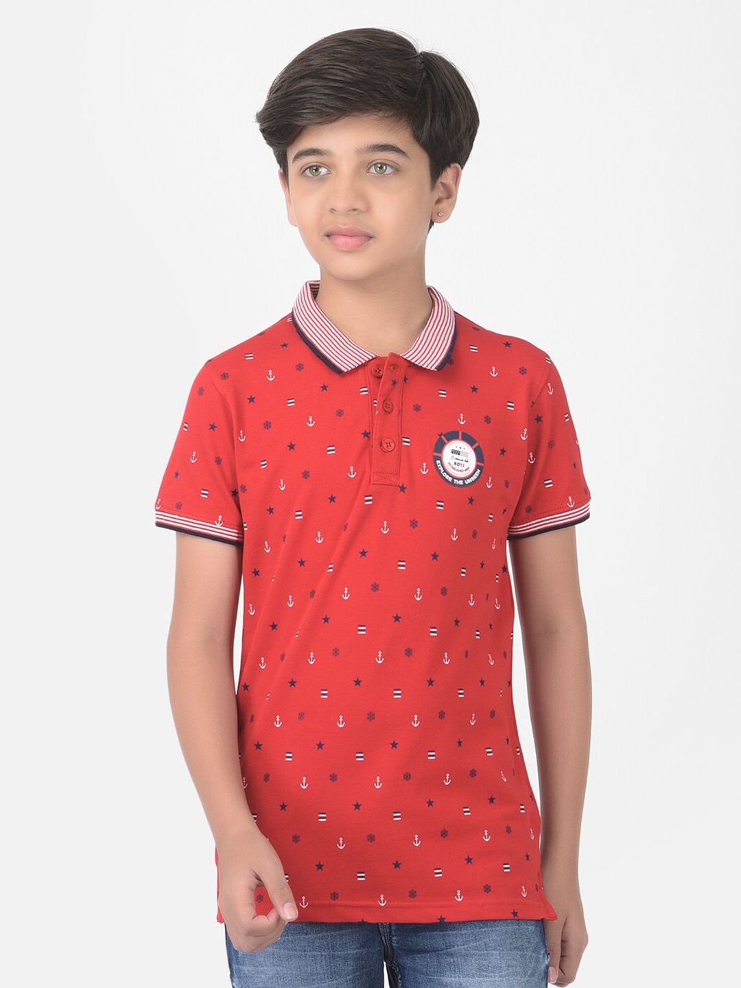 

Crimsoune Club Boys Red Printed Polo T-shirt