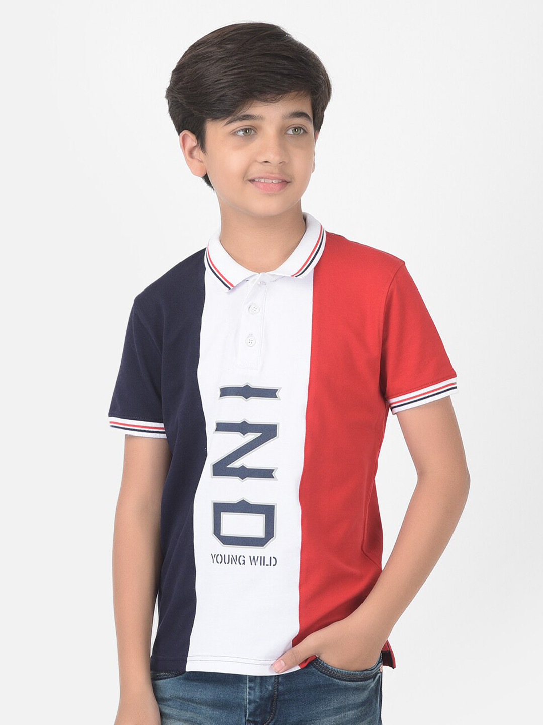 

Crimsoune Club Boys Multicoloured Colourblocked Polo T-shirt, Multi