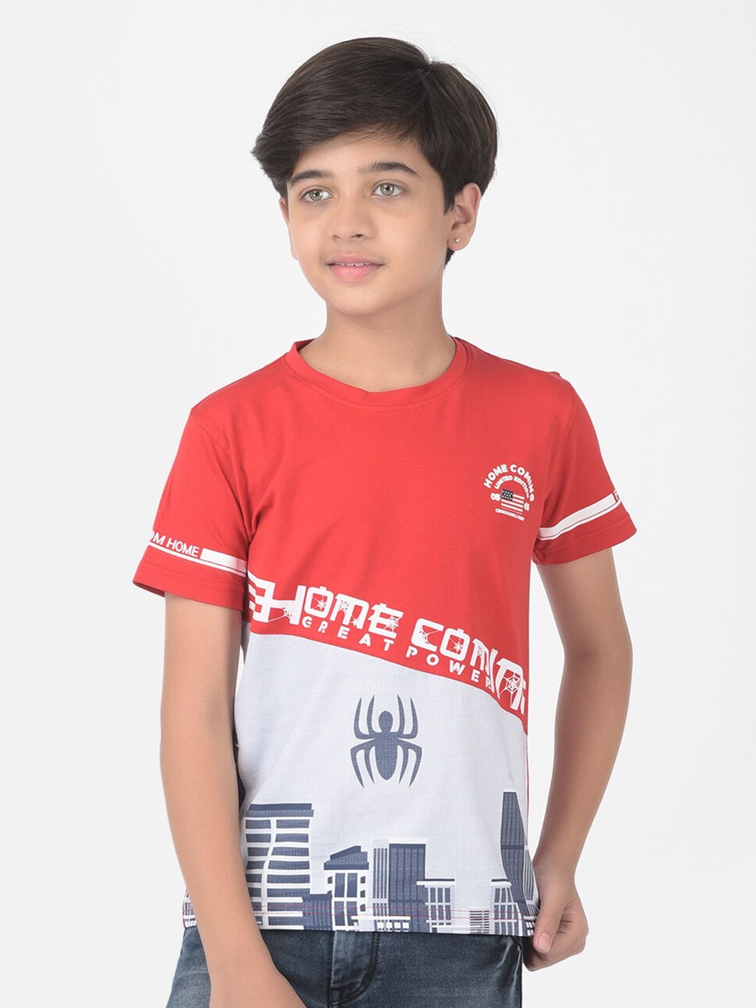 

Crimsoune Club Boys Red Printed Round Neck T-shirt